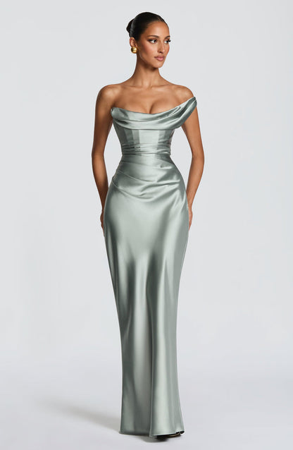 Evelyn | Women's Evening One Shoulder Satin Dress