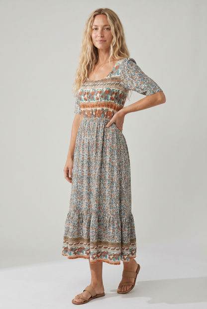 Ella | Women's Printed Boho Midi Dress