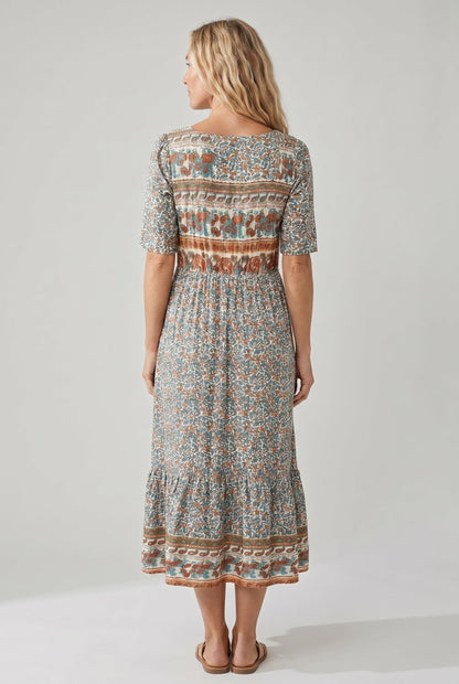 Ella | Women's Printed Boho Midi Dress
