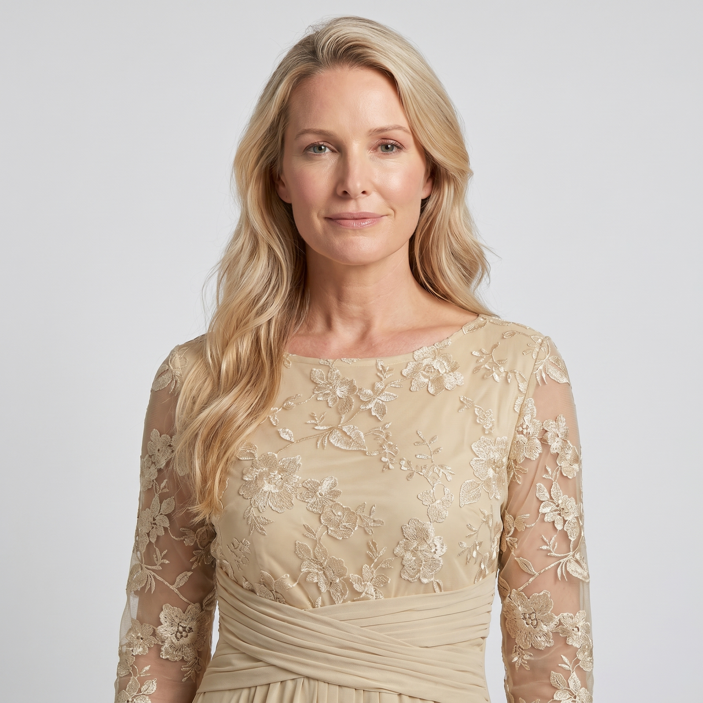 Isabelle | Women's Embroidered Chiffon Midi Dress