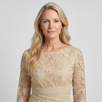 Isabelle | Women's Embroidered Chiffon Midi Dress